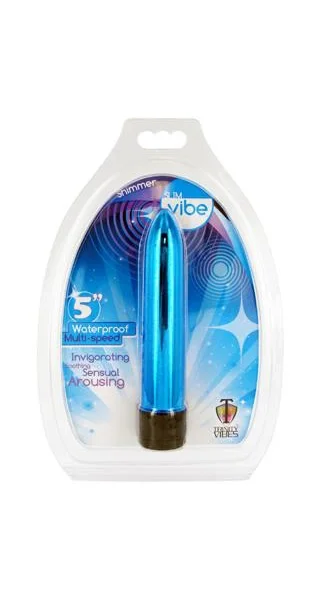 Classic Vibrators: 5 Inch Slim Vibe Packaged - Blue