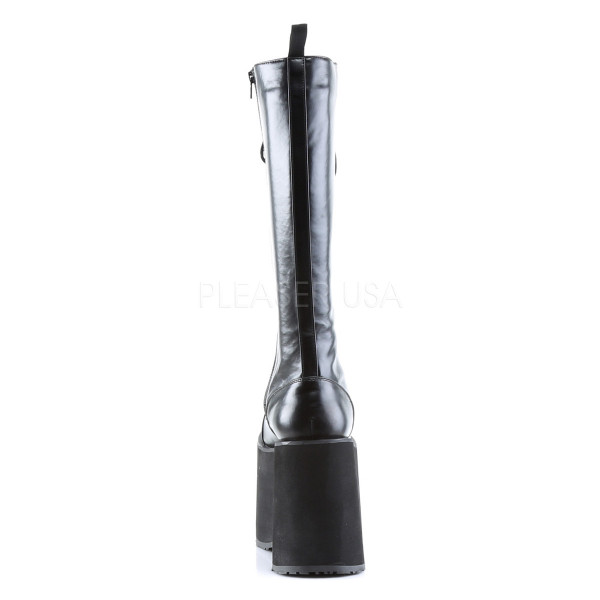 MEGA-602 - 5 3/4" Goth Punk Cyber P/F Lace Up Blk Pu Knee BT W/ Zipper — image 4 of 4