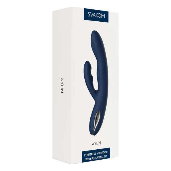 SVAKOM Aylin Rechargeable Waterproof Silicone Dual Stimulation Vibrator - Blue