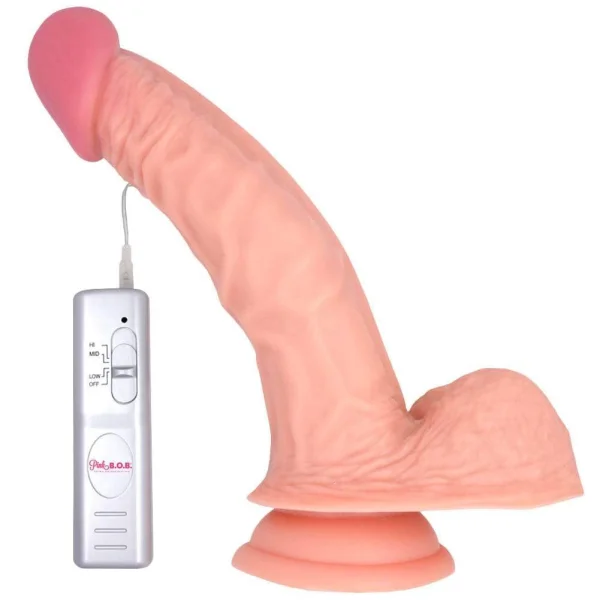 Pink B.O.B. 8" Curved Vibrating Dildo