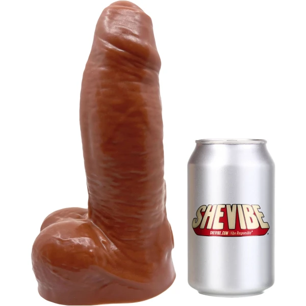 BIG Daddy Danny Uncut XXL 9" Platinum Silicone Realistic Dildo With Balls By Dee's Big Daddies - Chocolate