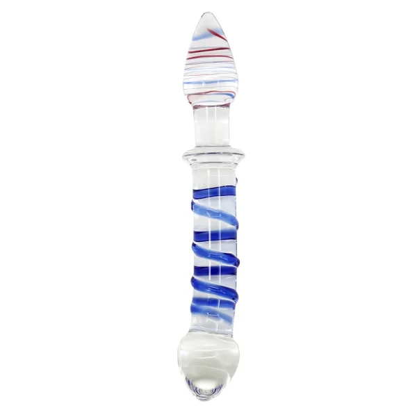 Dual-Ended Swirl Glass G-Spot / P-Spot Dildo & Anal Plug