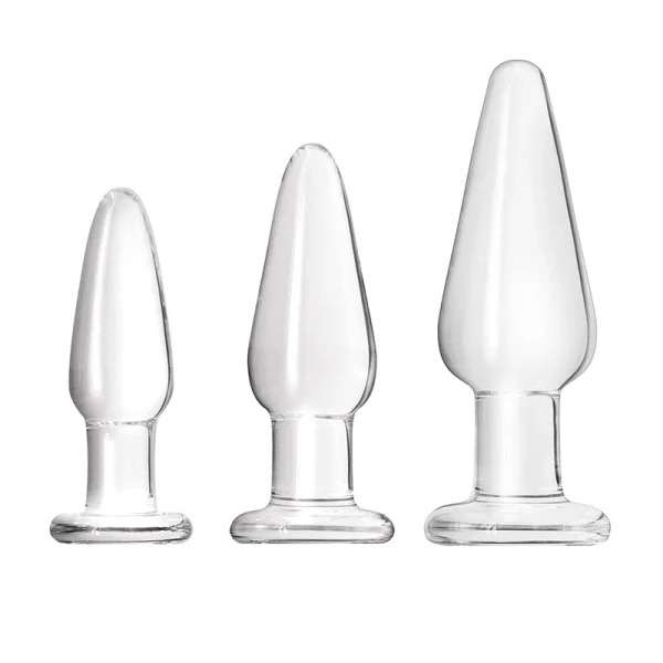 Crystal Glass Tapered Butt Plug Trainer Kit by NS Novelties - Clear