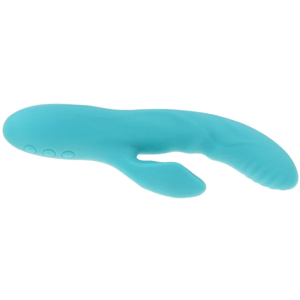 Nubii Kiah 17+3 Function Rabbit Rechargeable Silicone Dual Stim Vibrator By Nu Sensuelle - Blue