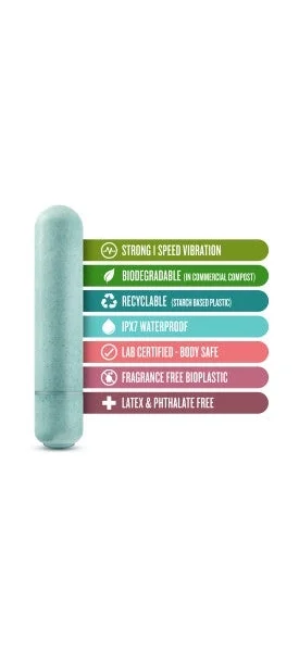Gaia Eco Bullet Biodegradable & Recyclable Mini Vibrator By Blush Novelties - Aqua — image 13 of 13