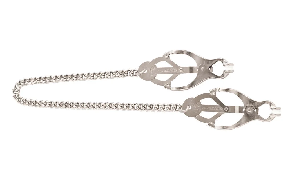 Endurance Butterfly Nipple Clamps With Link Chain - Silver