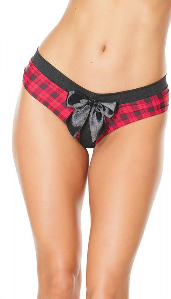 Sexy Plaid Crotchless Thong Panty