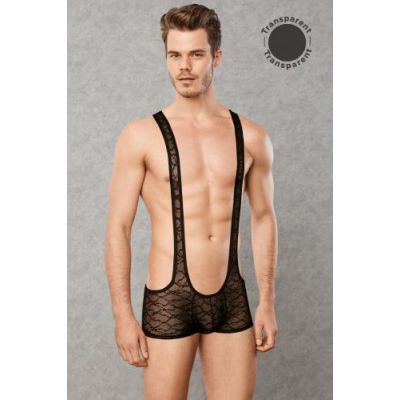 Men s Lace Bodysuit Black Large