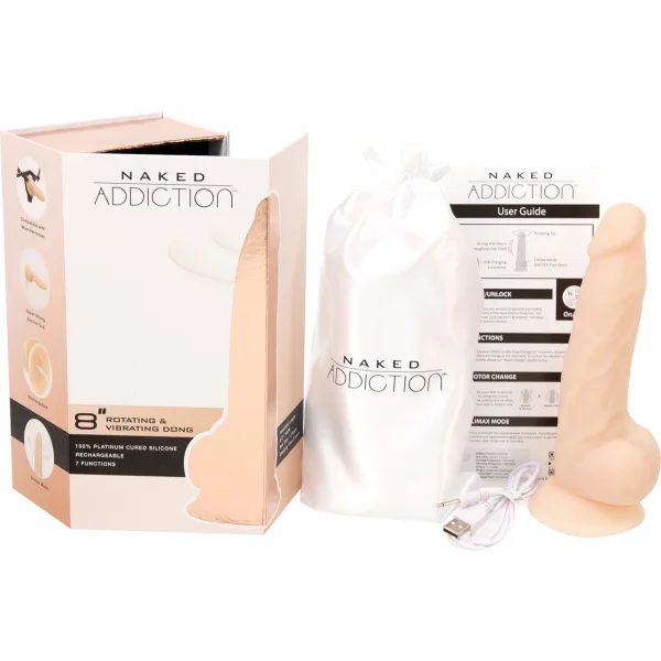 Naked Addiction 7 Inch Rotating and Vibrating Dong