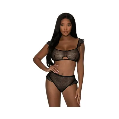 Magic Silk Girl Next Door Bralette Panty Black L lx