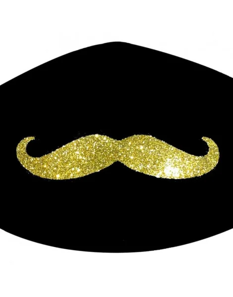 Mr Mustauchio Face Mask in Black & Gold