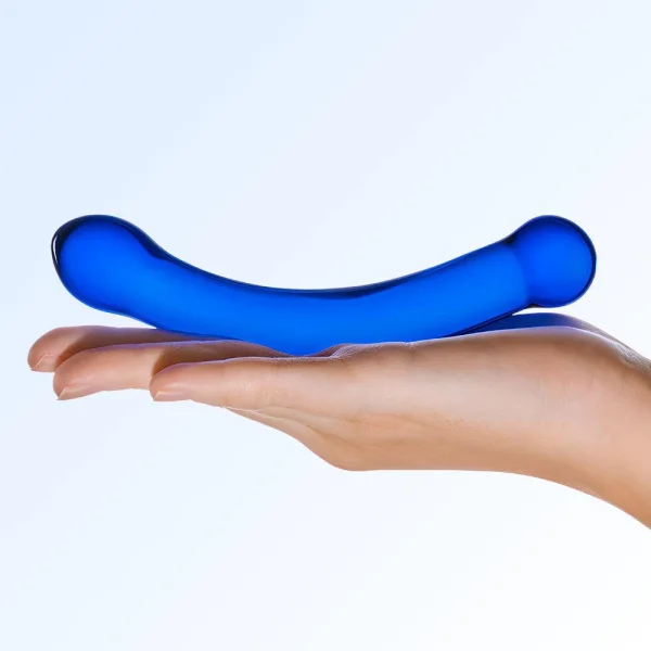 Glas 6 inches Curved Glass G-Spot Dildo Blue