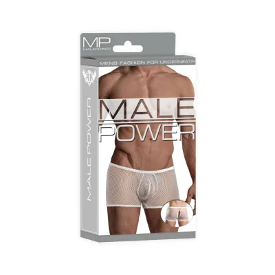 Male Power Stretch Net Peek a buns White S m