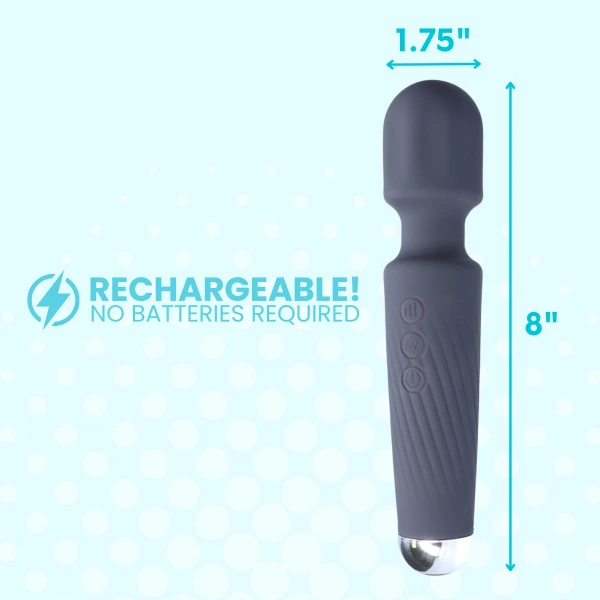 High-Power Silicone Wand Vibrator in Grey (Intense Vibrations!)