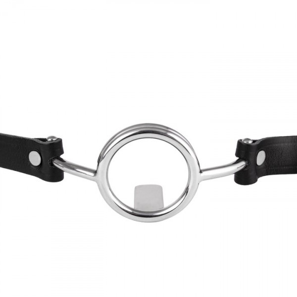 Bondara Luxe Tongue Depressor Leather Stainless Steel Mouth Gag