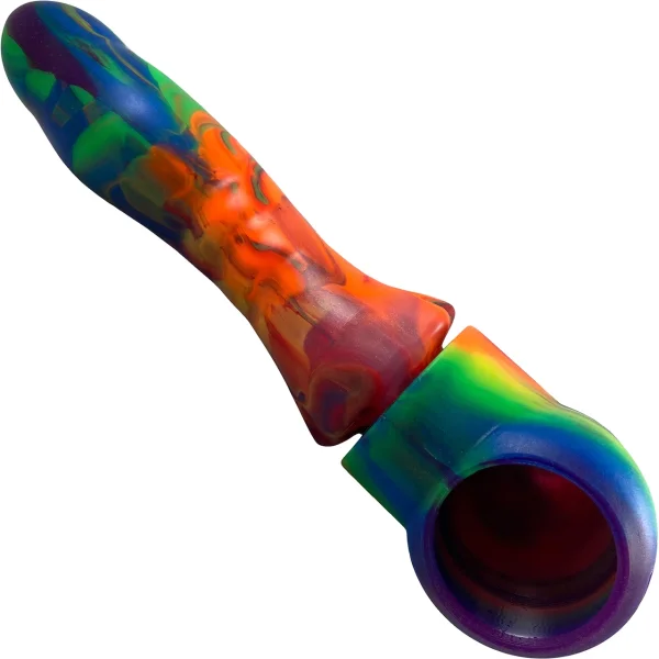 Jollet Tie Dye Rainbow Magic Wand Compatible Silicone G-Spot Dildo By LuzArte