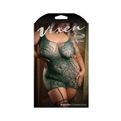 Women s Lingerie Fantasy Lingerie Vixen Watch Me Gartered Seamless Dress Green Queen Size