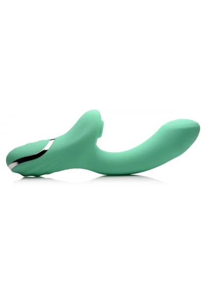 Shegasm 10X Minty Silicone Pressure Wave Clitoral Stimulator With G-Spot Vibrator - Teal