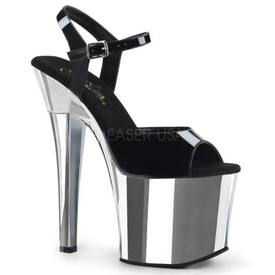 7 inches Heel 3 1 4 inches Chrome PF Ankle Strap Sandal