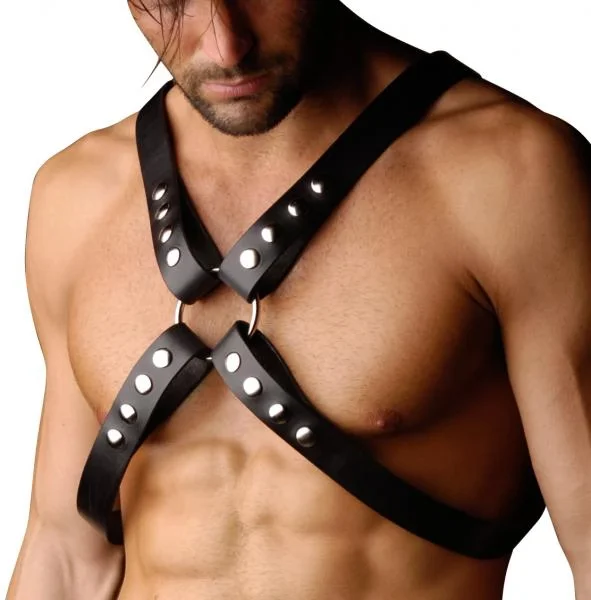 Leather 4 Strap Chest Harness Med Lg