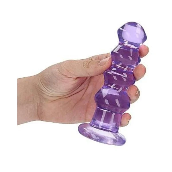 Realistic Dildos:  Realrock Crystal Clear Curvy 5.5 In. Dildo/plug Purple