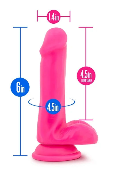 Blush Neo Neon Pink 6 Inch Dual Density Cock With Balls — image 9 of 13