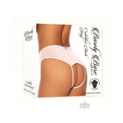 Clitoral Stimulation Barely Bare Crotchless Mesh Brief With Vibrating Finger Ring Peach O s