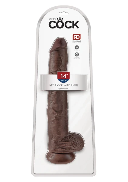 King Cock 14" Suction Cup Dildo With Balls - Caramel