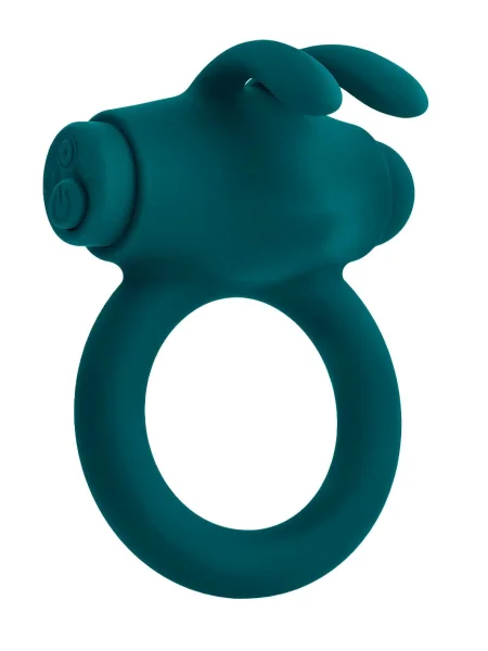 Playboy Pleasure Bunny Buzzer Rechargeable Silicone Vibrating Cock Ring - Evergreen