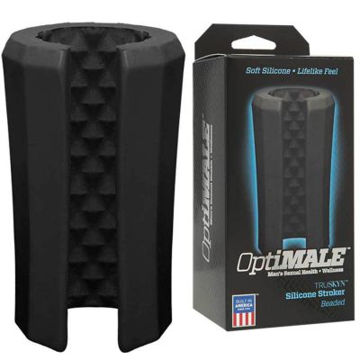 Platinum Silicone Split Sleeve Beaded Male Masturbator Stroker by Optimale