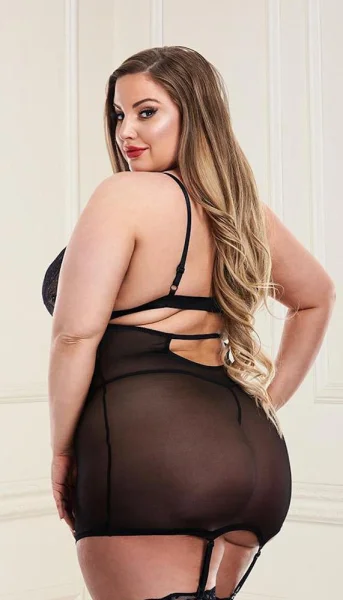 Sexy Lace & Mesh Mini Dress & G-String Set