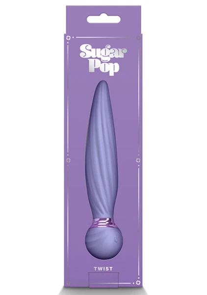 Sugar Pop Twist Rechargeable Silicone Gyrating Insertable Vibrator - Purple