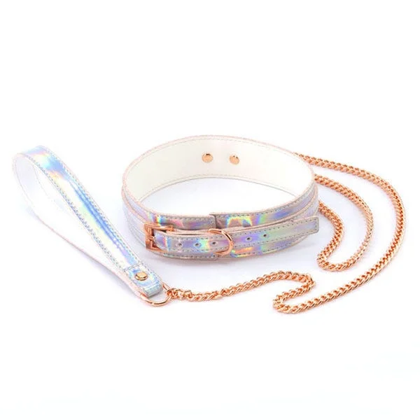 Cosmo Bondage Holographic Rainbow Collar and Leash