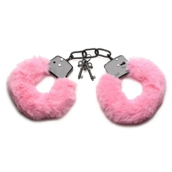 Master Series Cuffed In Fur Furry Handcuffs in Pink