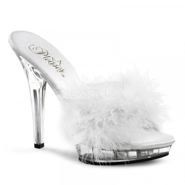 LIP-101-8 - 5" Stiletto Heel PF Marabou Slipper