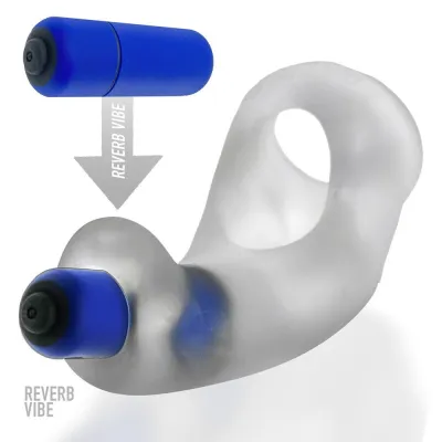Cock Rings Hunkyjunk Buzzfuck Cock Ball Sling With Taint Vibrator Clear Ice