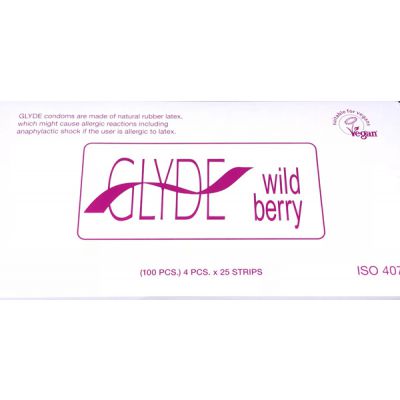 Glyde Condom Wildberry Purple 53mm Bulk 100 s