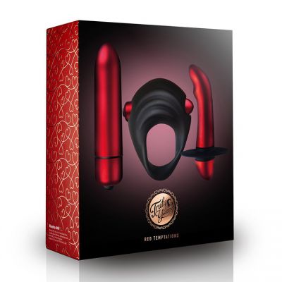 Rocks Off Red Temptations 10 Function Cock Ring and Vibrator Set