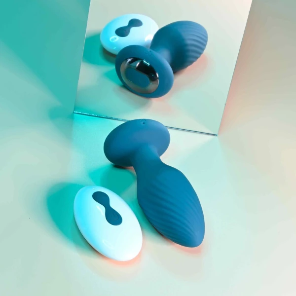 Playboy Pleasure Spinning Tail Teaser Silicone Rotating Vibrating Butt Plug With Remote - Evergreen