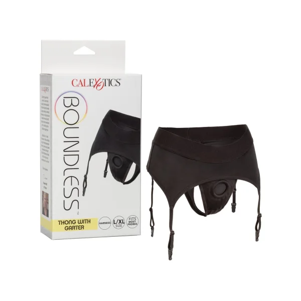 Boundless Thong With Garter - L-xl - Black