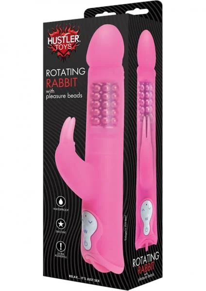 Hustler Toys Silicone Rotating Rabbit With Pleasure Beads Vibrator Waterproof Pink — image 4 of 4
