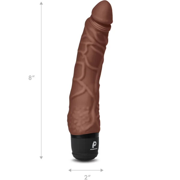Powercocks Realistic Silicone Waterproof Rechargeable 7" Vibrator - Chocolate