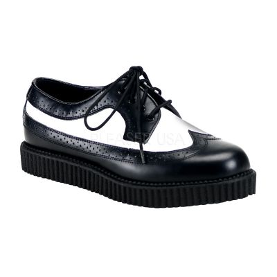 CREEPER 608 1 P F Rockabilly Punk Blk Wht Oxford Leather Creeper