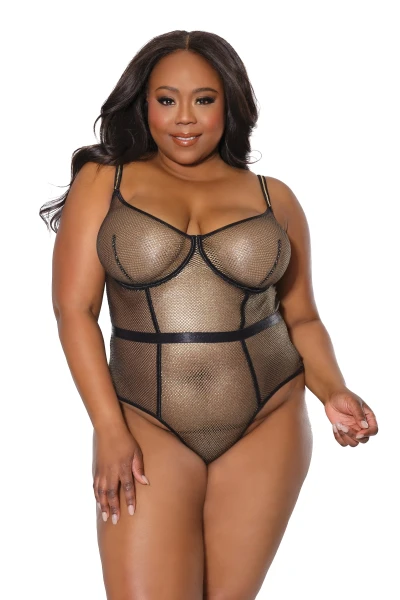 Gold Fishnet Garter Strap Teddy — image 6 of 9