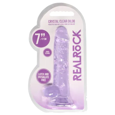 7 Inch Realistic Dildo With Balls Purple