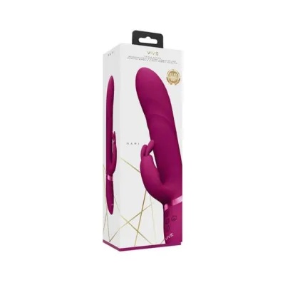 Rabbit Vibrators Vive Nari Rechargeable Silicone G spot Rabbit Vibrator With Rotating Beads Pink