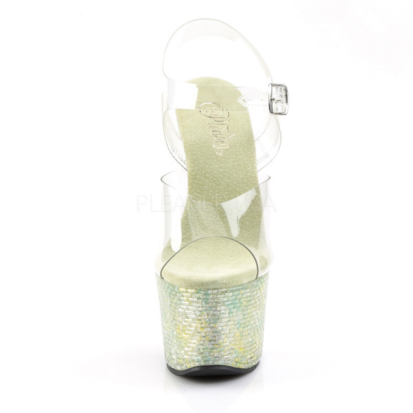 7 inches Heel, 2 3/4 inches PF Ankle Strap Sandal w/Crystal Tiles — image 6 of 8