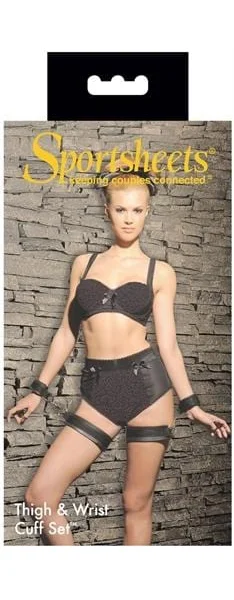 Thigh and Wrist Cuff Set - Black
