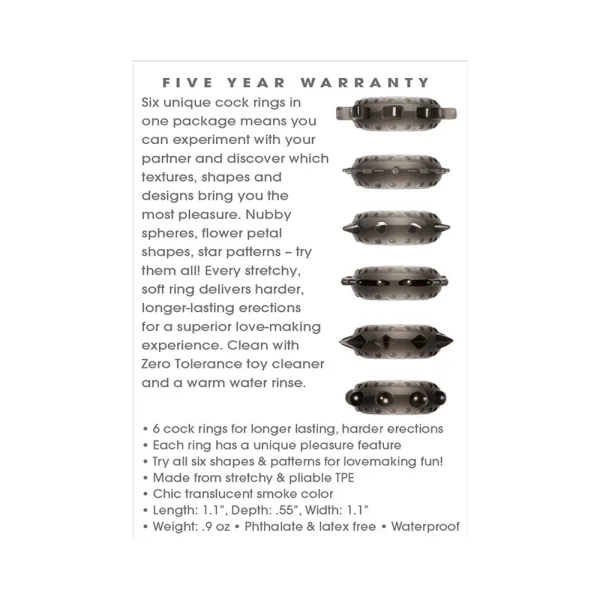 Zt Cockstars Cock Ring Set Of 6 Unique Shapes