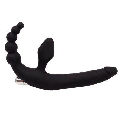 Bondara Black Triple Vibrating Strapless Strap On 7 Inch
